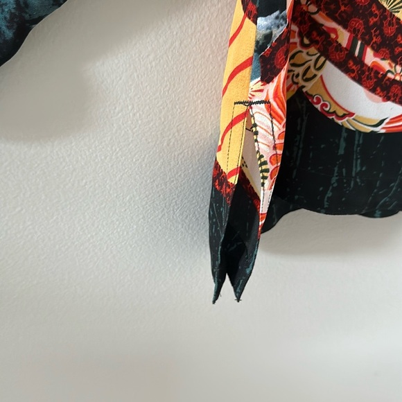 Chico's Womens 100% Silk Asian Geisha Top Blouse Red Black Sz 2(US Size 12) Chic - Picture 5 of 12